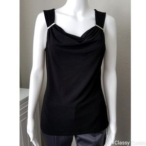 WHBM black swag neck top